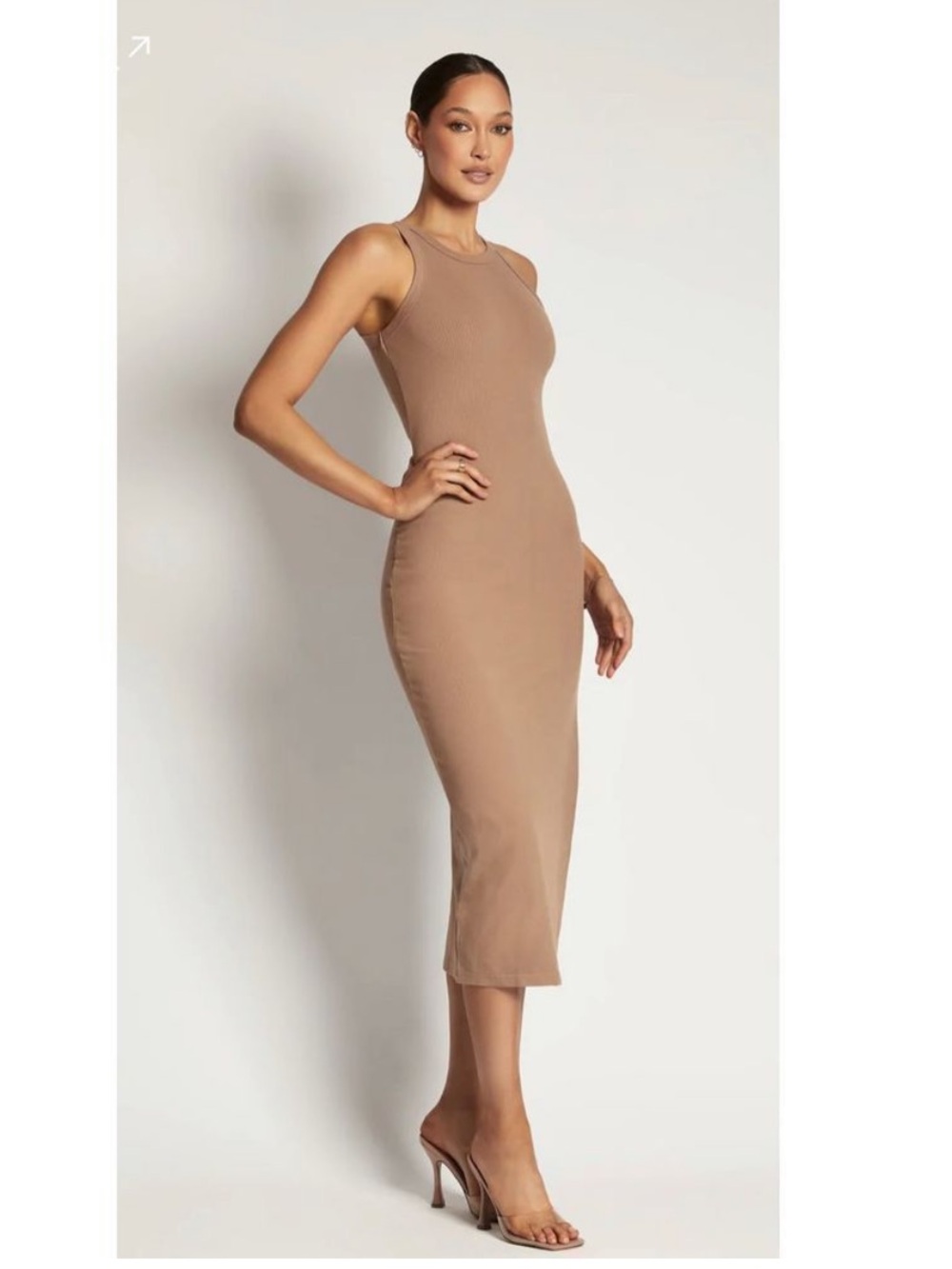 Meshki- Viola Ribbed Midi Split Racer Back Dress- S - Picture 6 of 6